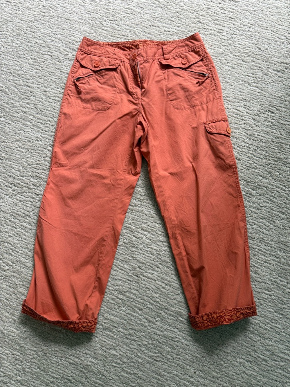 Rust Orange Cropped Cargo Pants Sigrid Olsen women size 4